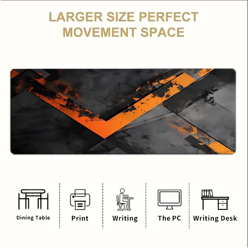 黒とオレンジのひび割れ模様幾何学模様大型デスクマット マウス - Gaming Keyboard High Ground のレビューと価格
